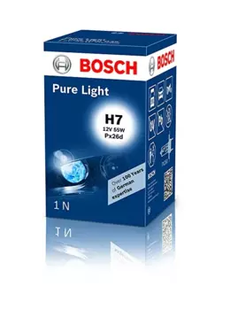 Bosch H7 Pure Light Bulb,12 V 55 W PX26d, Pack of 1 : : Automotive