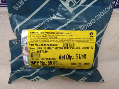 HEX FL BOLT M8X20 TS17130-8.8-SS8451S2-Y: TATA 283472308001