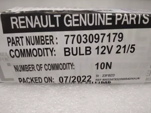 Ampoule Nouvelle Original 7703097179 P21/5W 12V Renault Dacia