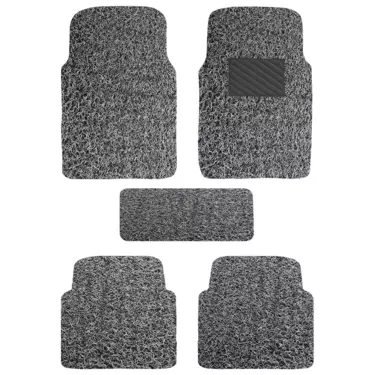 Universal Anti Skid Curly Car Foot Mats (Set of 5) - Grey Black