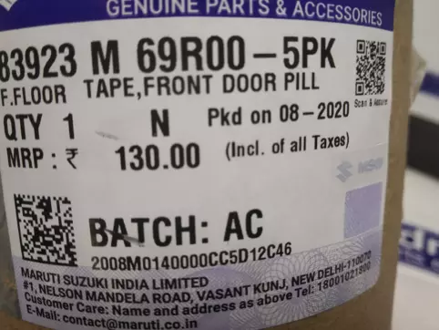 TAPEFRONT DOOR PILLAR RRR: MARUTI SUZUKI 83923M69R00-5PK