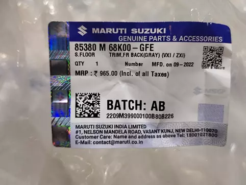 TRIMFR BACK(GRAY) (VXI / ZXI): MARUTI SUZUKI 85380M68K00-GFE