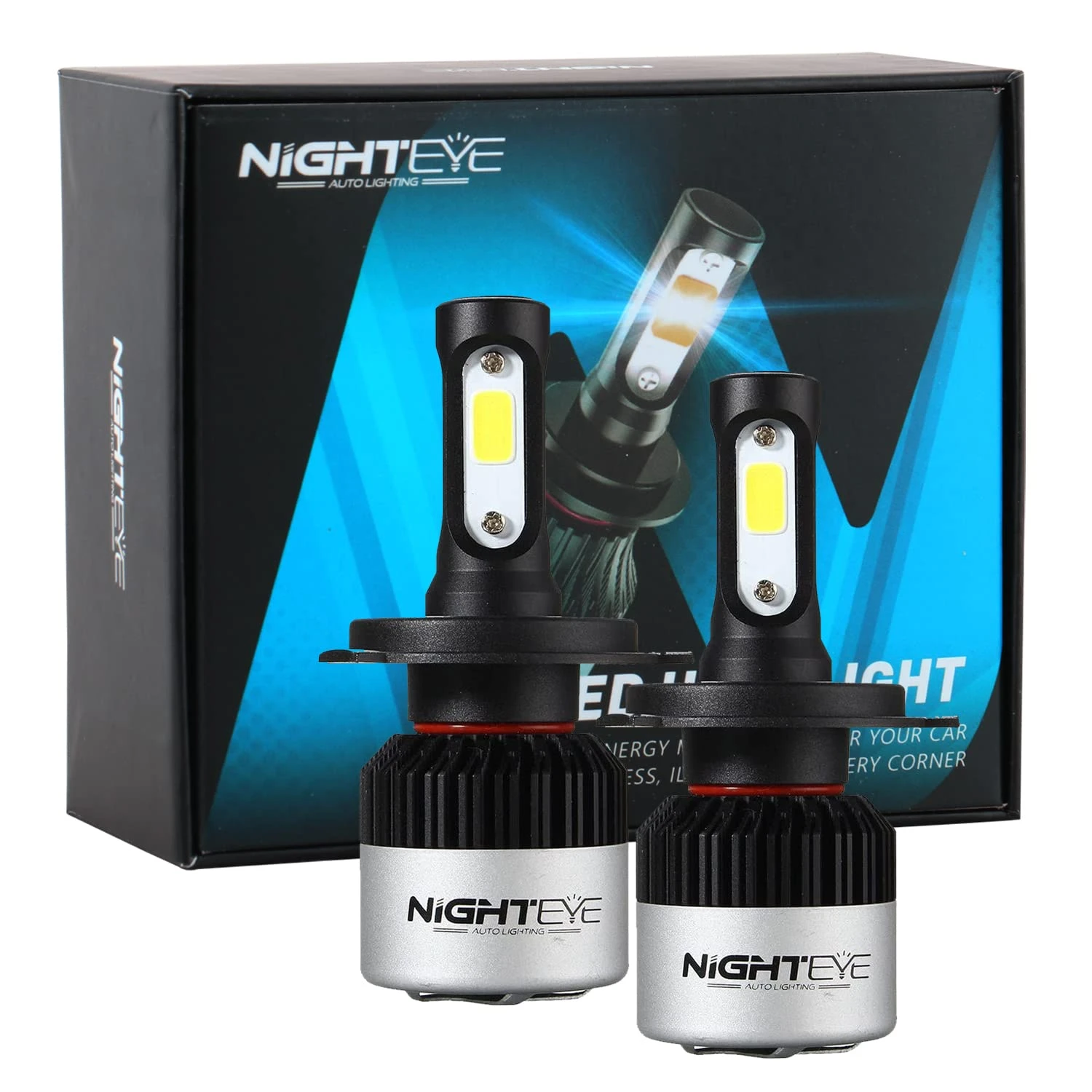 NIGHTEYE HB3 9005 Auto LED Headlight Bulbs Kit - 72w 9000LM 6500K Cool White