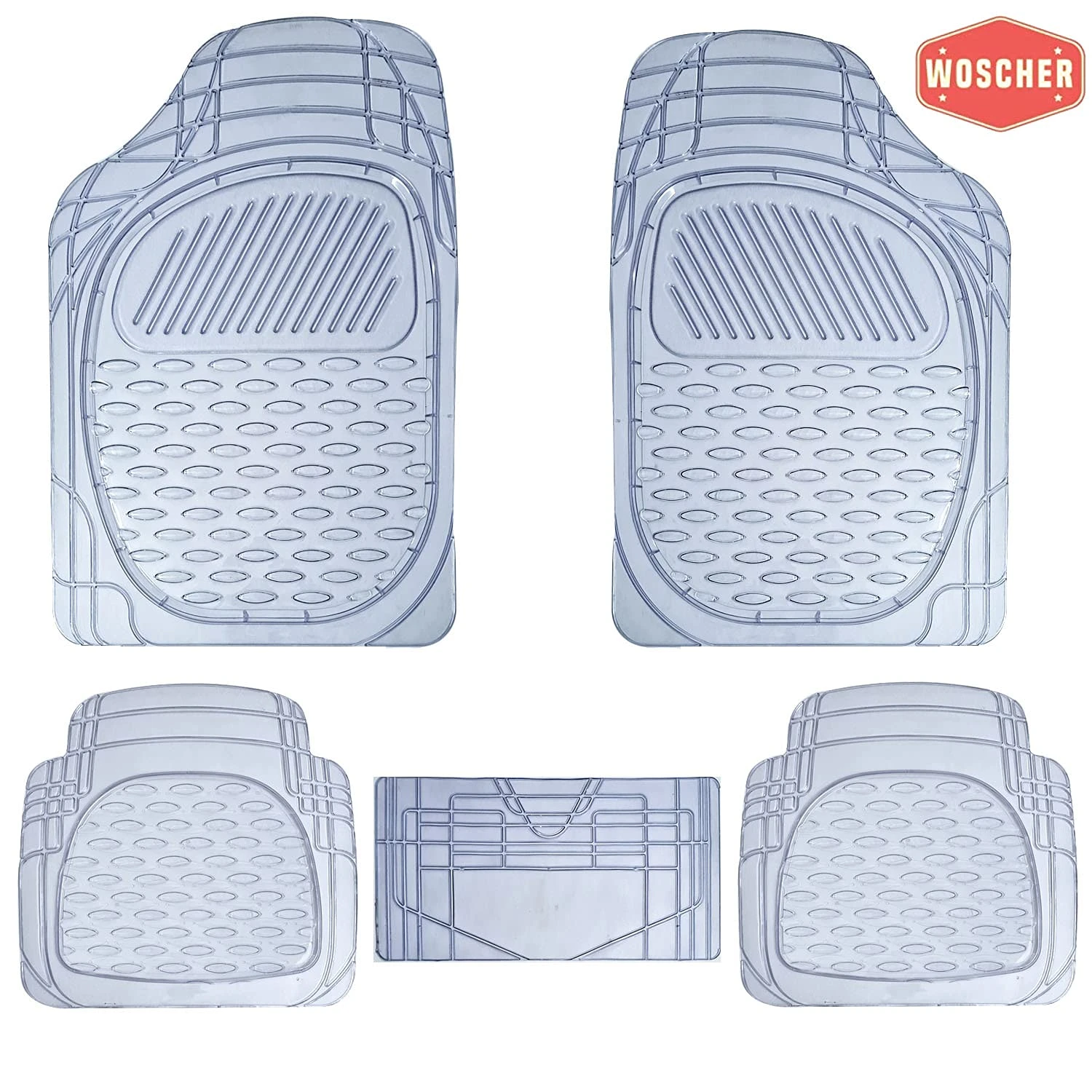 Universal Car Floor Mats (Set of 5) - PVC Clear: Woscher 2213945455-CLEAR  -compatibility, features, prices. boodmo